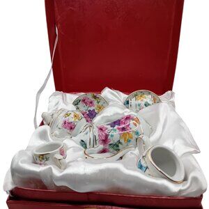 Vintage ACE Gift Collection Miniature Tea Set Floral Butterfly Decor Display